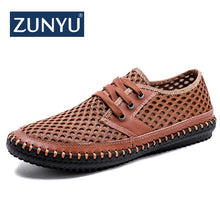Load image into Gallery viewer, ZUNYU New Men&#39;s Casual Shoes Summer Breathable Mesh Shoes Brand Men Fashion Lace-Up Loafers Soft Comfortable Flats Size 38-48