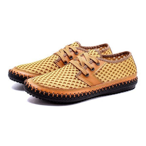 ZUNYU New Men's Casual Shoes Summer Breathable Mesh Shoes Brand Men Fashion Lace-Up Loafers Soft Comfortable Flats Size 38-48
