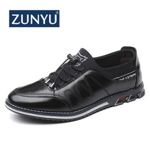 Load image into Gallery viewer, ZUNYU Men genuine leather shoes High Quality Elastic band Fashion design Solid Tenacity Comfortable Men&#39;s shoes big size 38-48