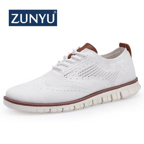 ZUNYU New Casual Knitted Mesh Mens Shoes Solid Shallow Lace Up Lightweight Soft Men Sneakers Shoes Breathable Man Footwear Flats