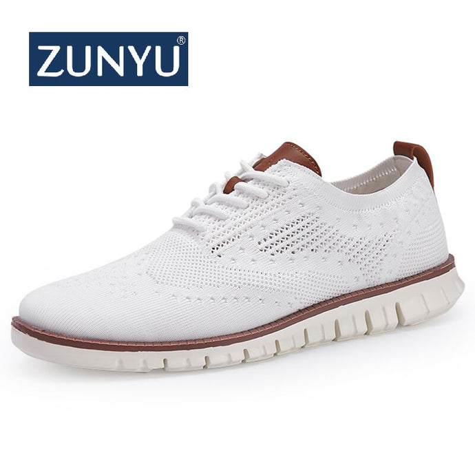 ZUNYU New Casual Knitted Mesh Mens Shoes Solid Shallow Lace Up Lightweight Soft Men Sneakers Shoes Breathable Man Footwear Flats