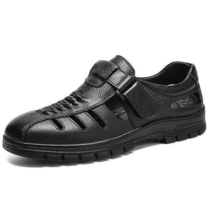 ZUNYU Leather Sandals for Men Summer 2019 New Men Dress Formal Shoes Anti-slip Hollow Sandals for Dad's Man Shoes Size 38-45