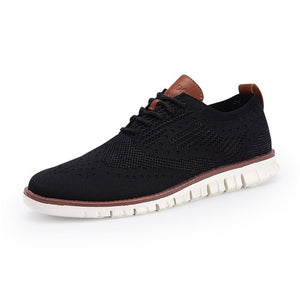 ZUNYU New summer men's Shoes Lace up lightweight British Dress Footwear Fashion hollow breathable knitted mesh Flats Shoes