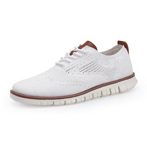 ZUNYU New summer men's Shoes Lace up lightweight British Dress Footwear Fashion hollow breathable knitted mesh Flats Shoes