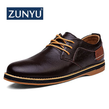 Load image into Gallery viewer, ZUNYU Big Size Breathable Men&#39;s Oxford Shoes Top Quality Dress Shoes Men Flats Fashion Genuine Leather Casual Shoes Work Shoes