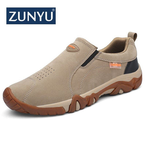 ZUNYU 2018 New Autumn Male Shoes Adult Breathable Leather Male Loafers Outside Non Slip Rubber Sole Sneakers Men Casual Shoes